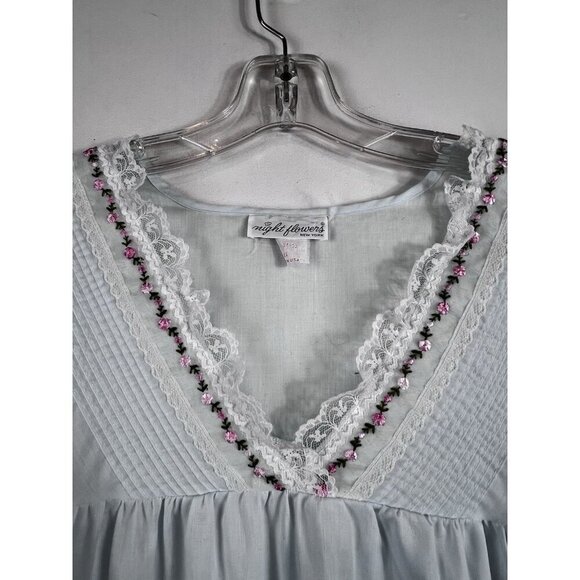 Night Flowers New York Vintage Nightgown Sleeveless Embroidered Lace White XXL - Picture 3 of 8